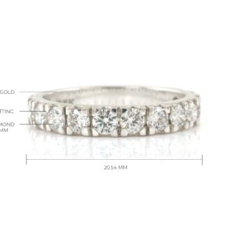 Round Cut Stack Band With SI/G-H Diamond IGI Certified Wedding Ring In 14k White Gold