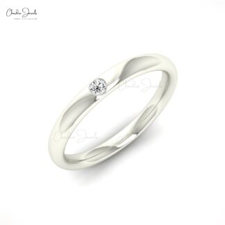Dainty Solitaire Ring With 2mm Round White Diamond Women Ring In 14k Real Gold (Size 5-11)