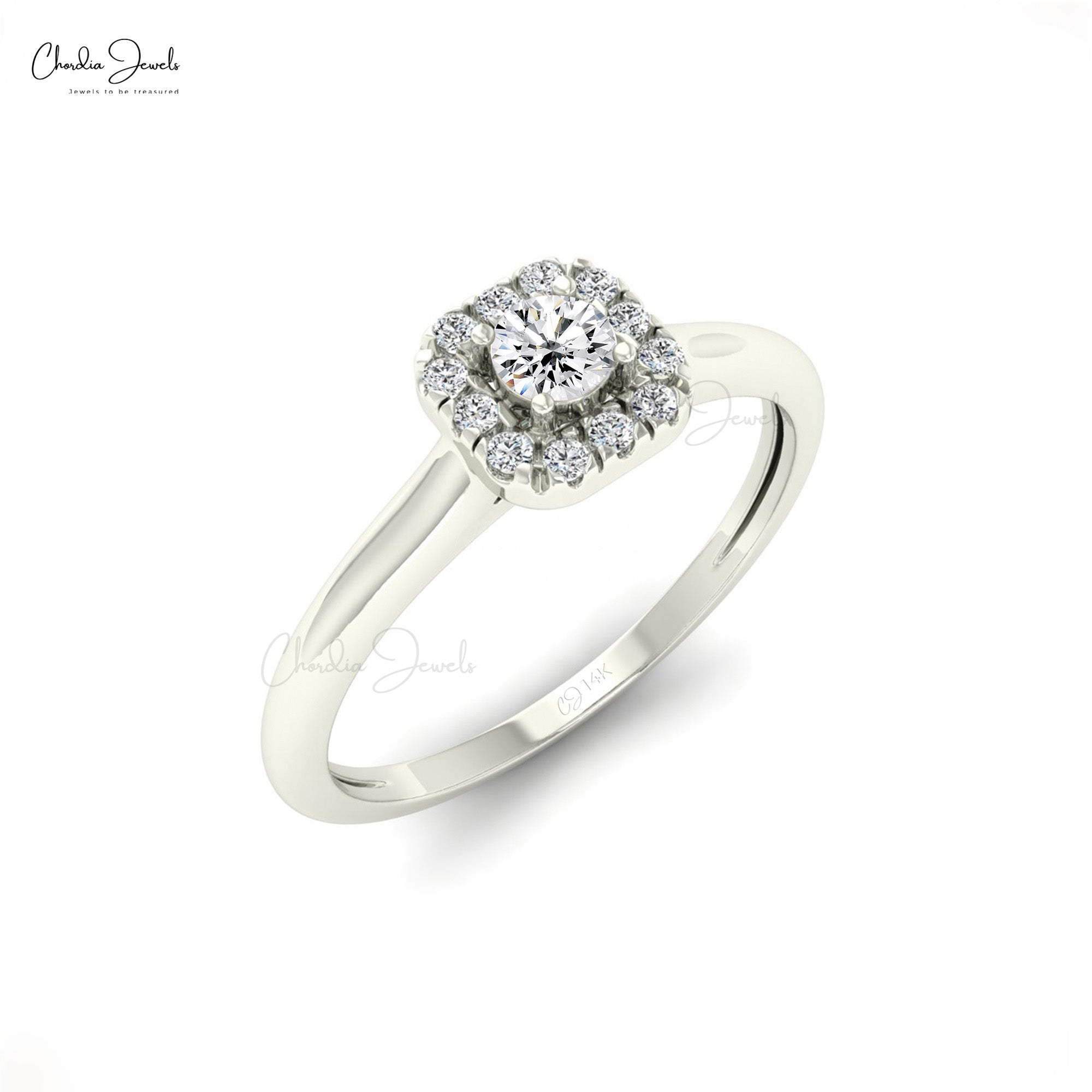 Dainty Diamond Circle Ring In 14k Solid Gold Round Cut 3mm Diamond Halo Proposal Rings