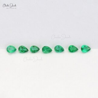 Pear Faceted Cut 4X3MM Natural Emerald Loose Gemstone for Making Rings, 7 Piece