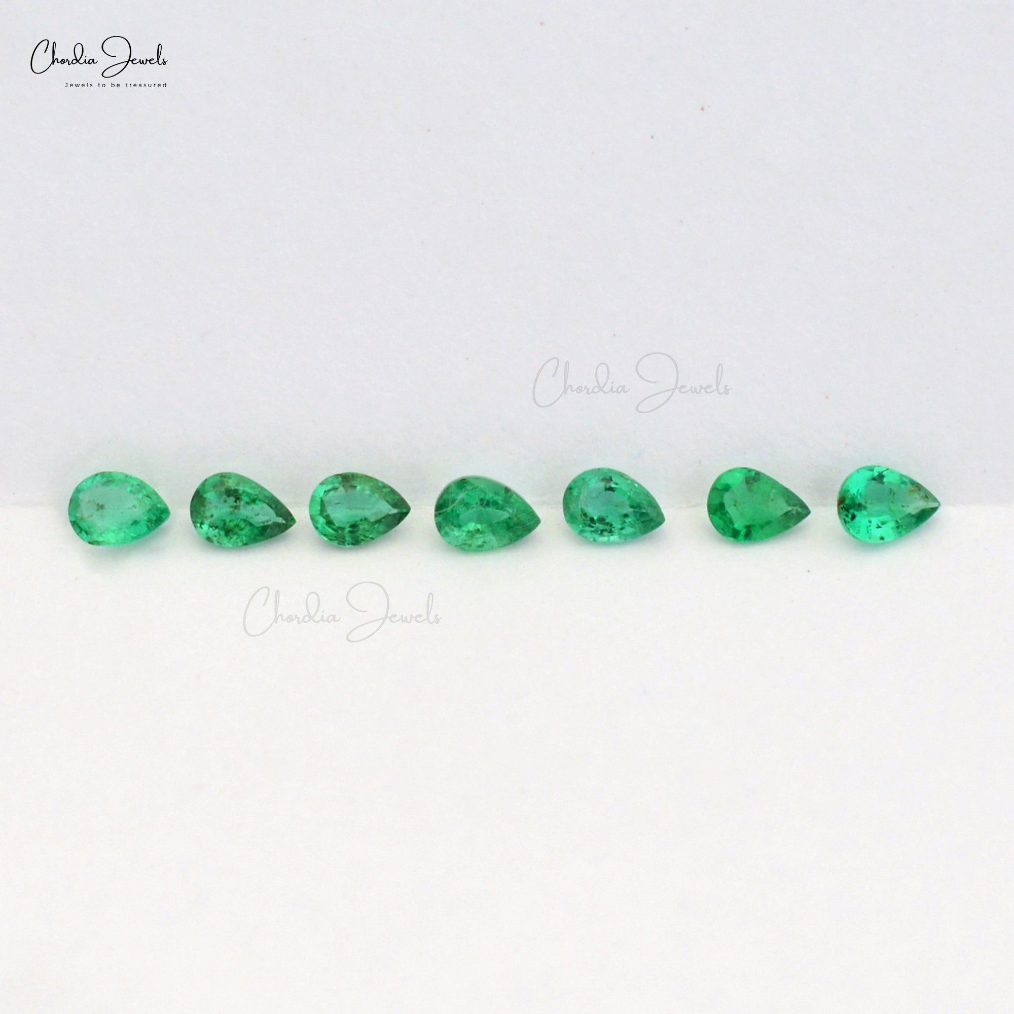 Pear Faceted Cut 4X3MM Natural Emerald Loose Gemstone for Making Rings, 7 Piece