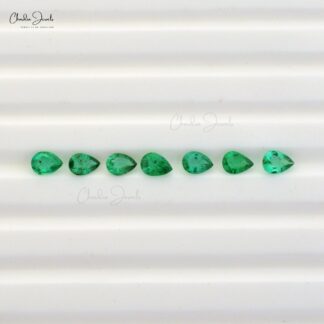 Pear Faceted Cut 4X3MM Natural Emerald Loose Gemstone for Making Rings, 7 Piece