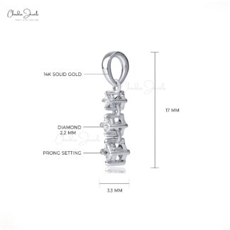 Trilogy Dangle Pendant With 2.2mm G-H Diamond Prong Set In 14k White Gold Necklace