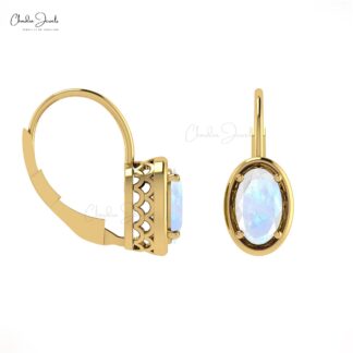 7x5mm Natural Rainbow Moonstone Lever Back Hoop Earring