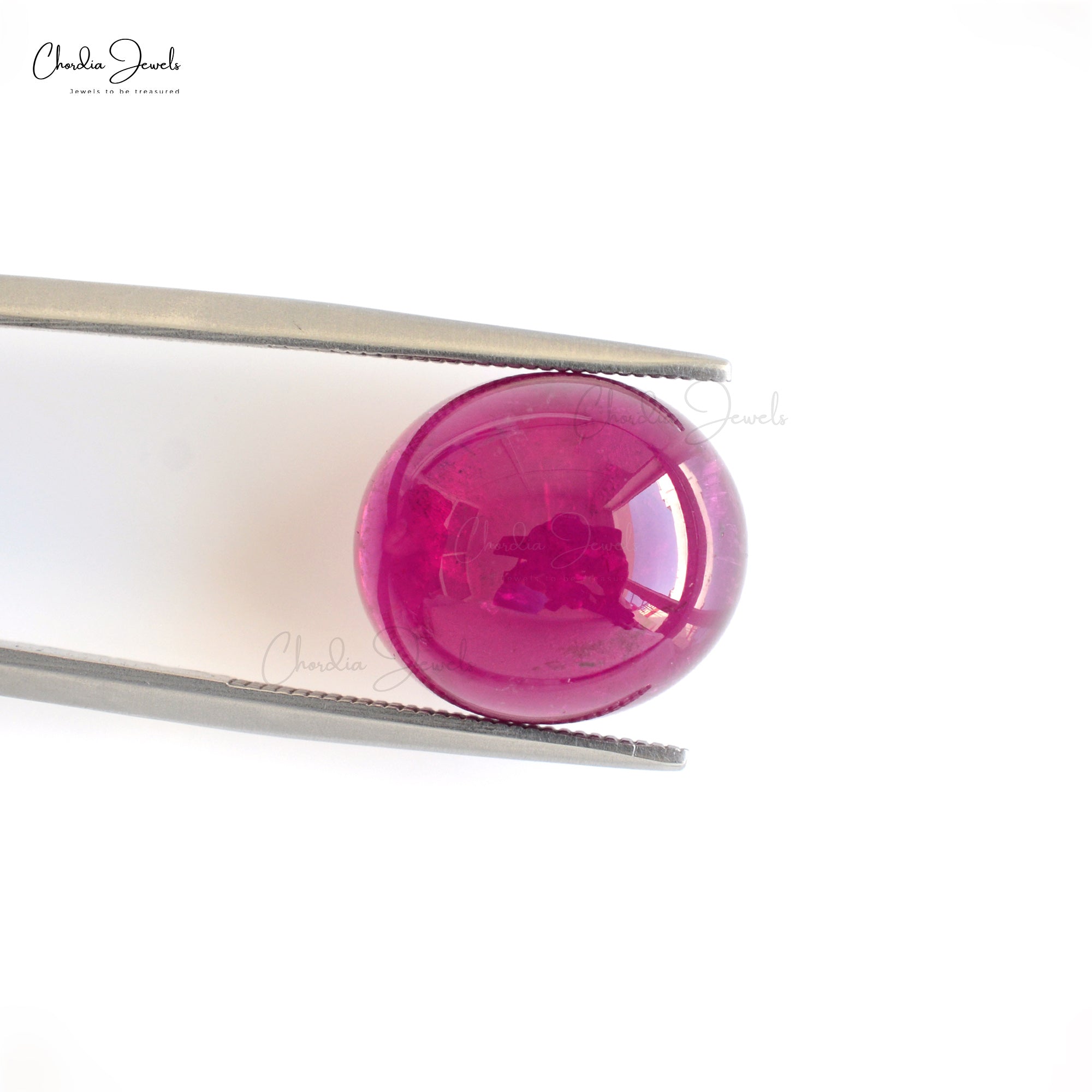 Oval Cabochon Rubellite Tourmaline 14.90 Carat Loose Gemstone for Making Necklace, 1 Piece