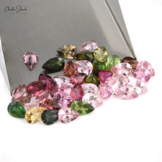 Multi Tourmaline 7x5mm Pear Cut Semi Precious Gemstone For Jewelry, 1 Piece