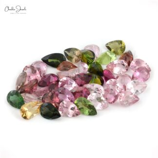 Multi Tourmaline 7x5mm Pear Cut Semi Precious Gemstone For Jewelry, 1 Piece