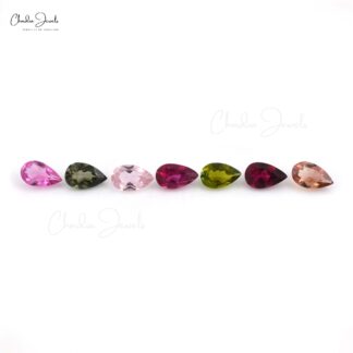 5x3mm Natural Multi Tourmaline Pear Step Cut Loose Gemstone Lot, 1 Piece