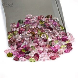 5x3mm Natural Multi Tourmaline Pear Step Cut Loose Gemstone Lot, 1 Piece