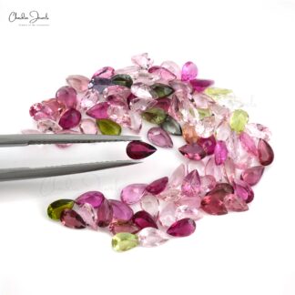 5x3mm Natural Multi Tourmaline Pear Step Cut Loose Gemstone Lot, 1 Piece