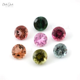 Genuine Multi Tourmaline Round Brilliant Cut 5x5mm Loose Gemstone Lot, 1 Piece