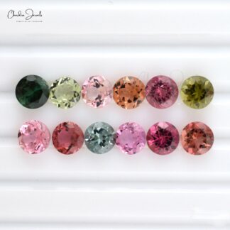 Genuine Multi Tourmaline Round Brilliant Cut 5x5mm Loose Gemstone Lot, 1 Piece