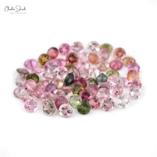 Genuine Multi Tourmaline Round Brilliant Cut 5x5mm Loose Gemstone Lot, 1 Piece