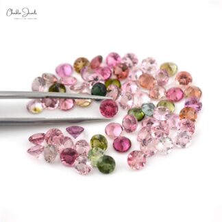 Genuine Multi Tourmaline Round Brilliant Cut 5x5mm Loose Gemstone Lot, 1 Piece