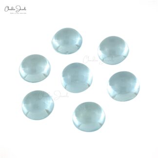 Wholesale Price Natural Aquamarine 7X7MM Round Cabochon Loose Gemstone, 10 Piece