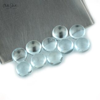 Wholesale Price Natural Aquamarine 7X7MM Round Cabochon Loose Gemstone, 10 Piece