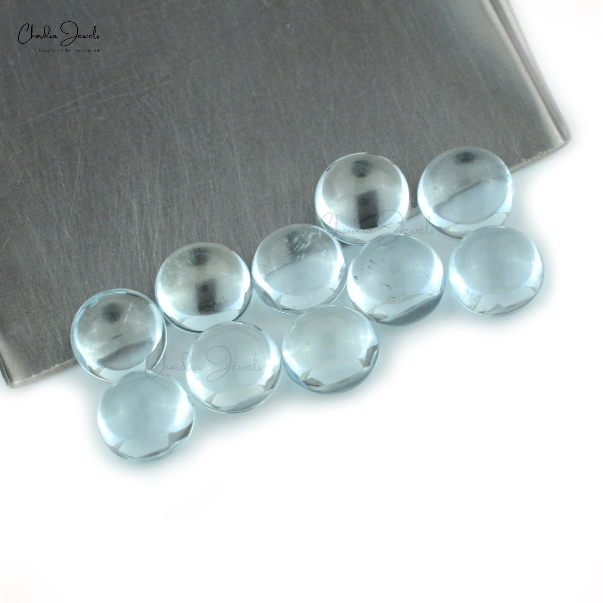 Wholesale Price Natural Aquamarine 7X7MM Round Cabochon Loose Gemstone, 10 Piece