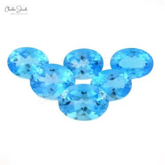 Natural Swiss Blue Topaz 12x10mm Oval Cut Semi Precious Loose Gemstone Lot, 1 Piece