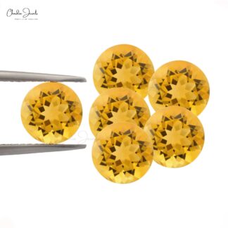 12MM Natural Citrine Faceted Round Cut Loose Gemstone for Jewelry, 1 piece