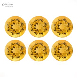 8x8mm Natural Citrine Round Cut Loose Semi Precious Gemstone For Pendant, 1 Piece