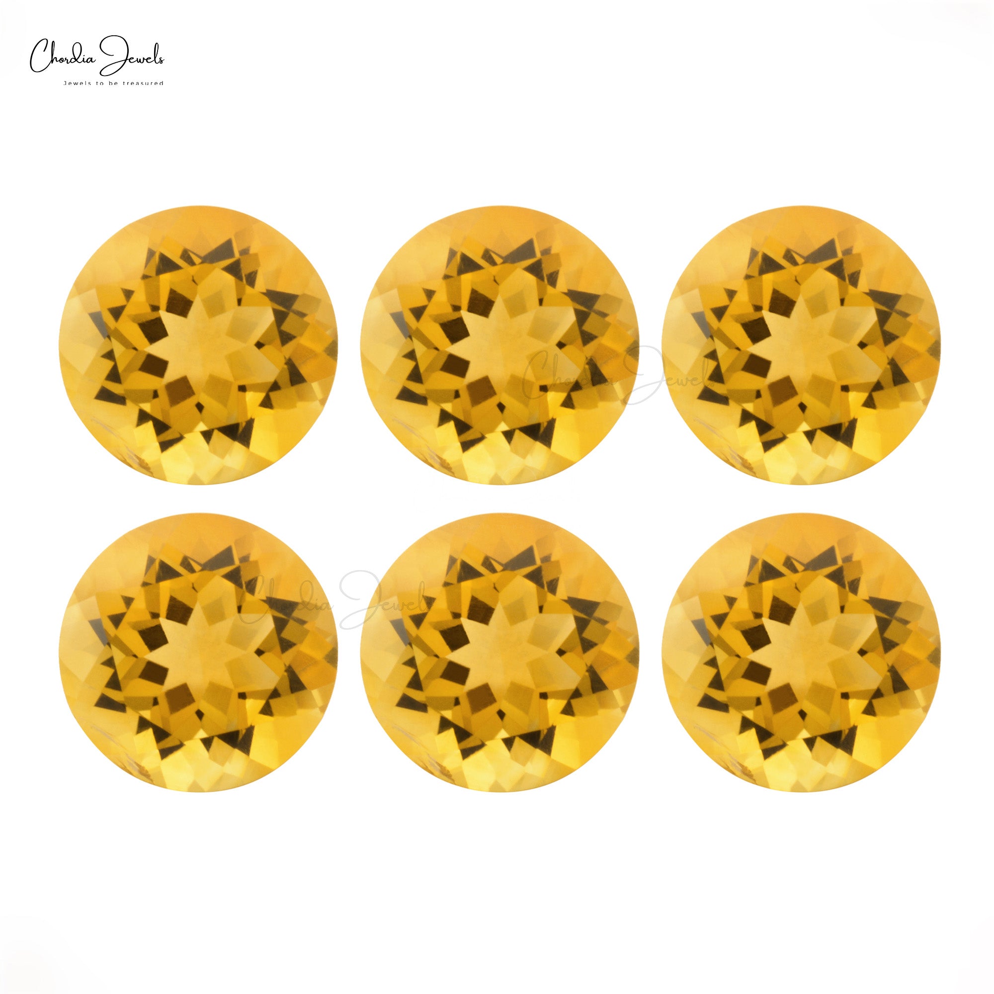 8x8mm Natural Citrine Round Cut Loose Semi Precious Gemstone For Pendant, 1 Piece