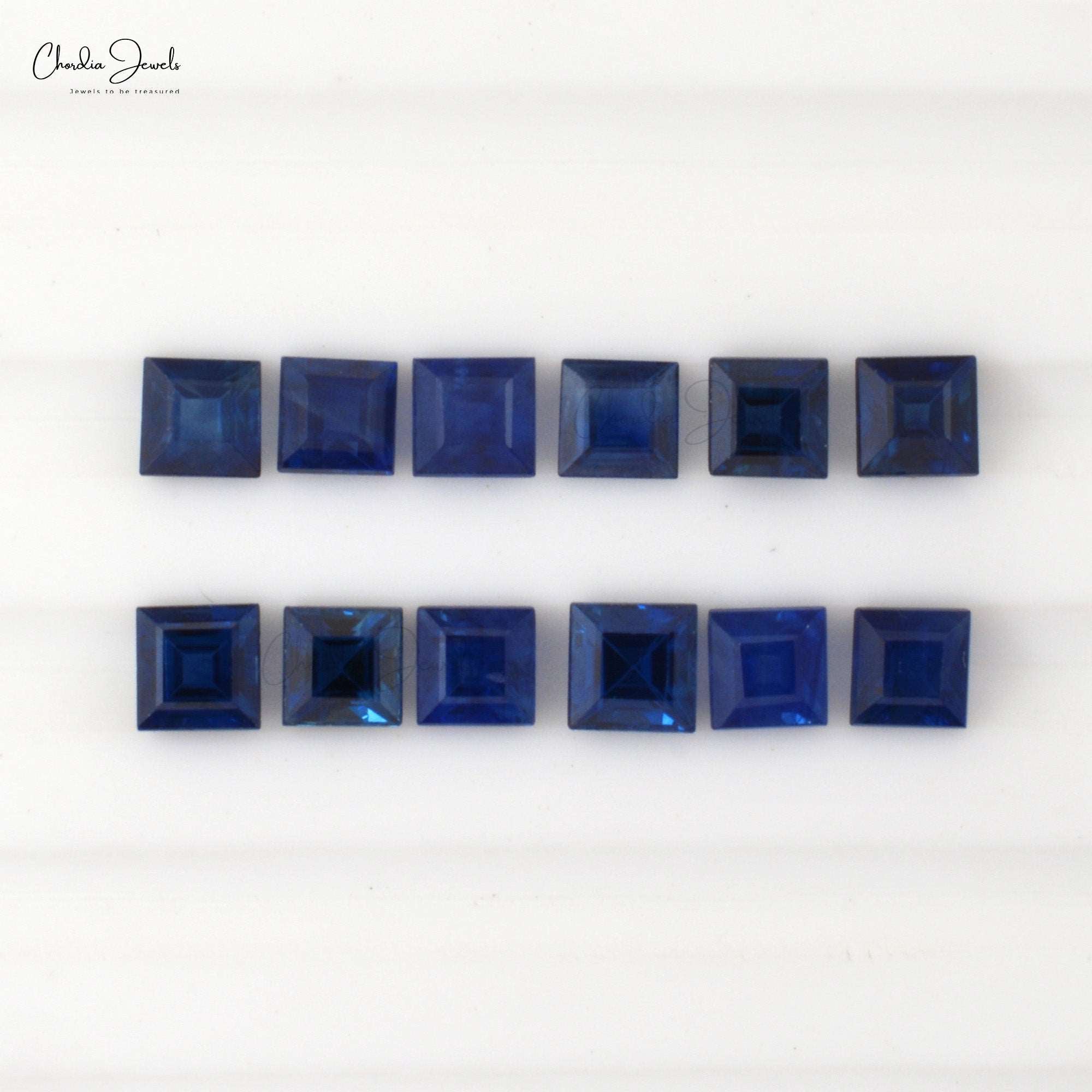 100% Natural Top Quality Square Cut Blue Sapphire 3mm, 1 Piece