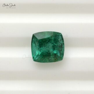 Cushion Cut 2.40 Carat Genuine Emerald Loose Gemstone for Making Rings, 1 Piece