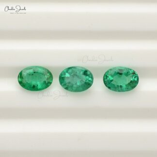 Zambian 7X5MM Emerald Oval Faceted Gemstone at Discount Price, 3 Piece