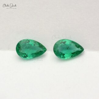 May Birthstone 8X5MM Natural Emerald Pear Cut for Making Jewelry, 2 Piece