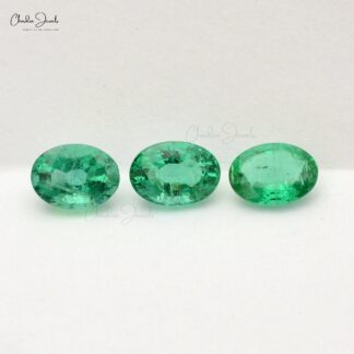 Zambian 7X5MM Emerald Oval Faceted Gemstone at Discount Price, 3 Piece