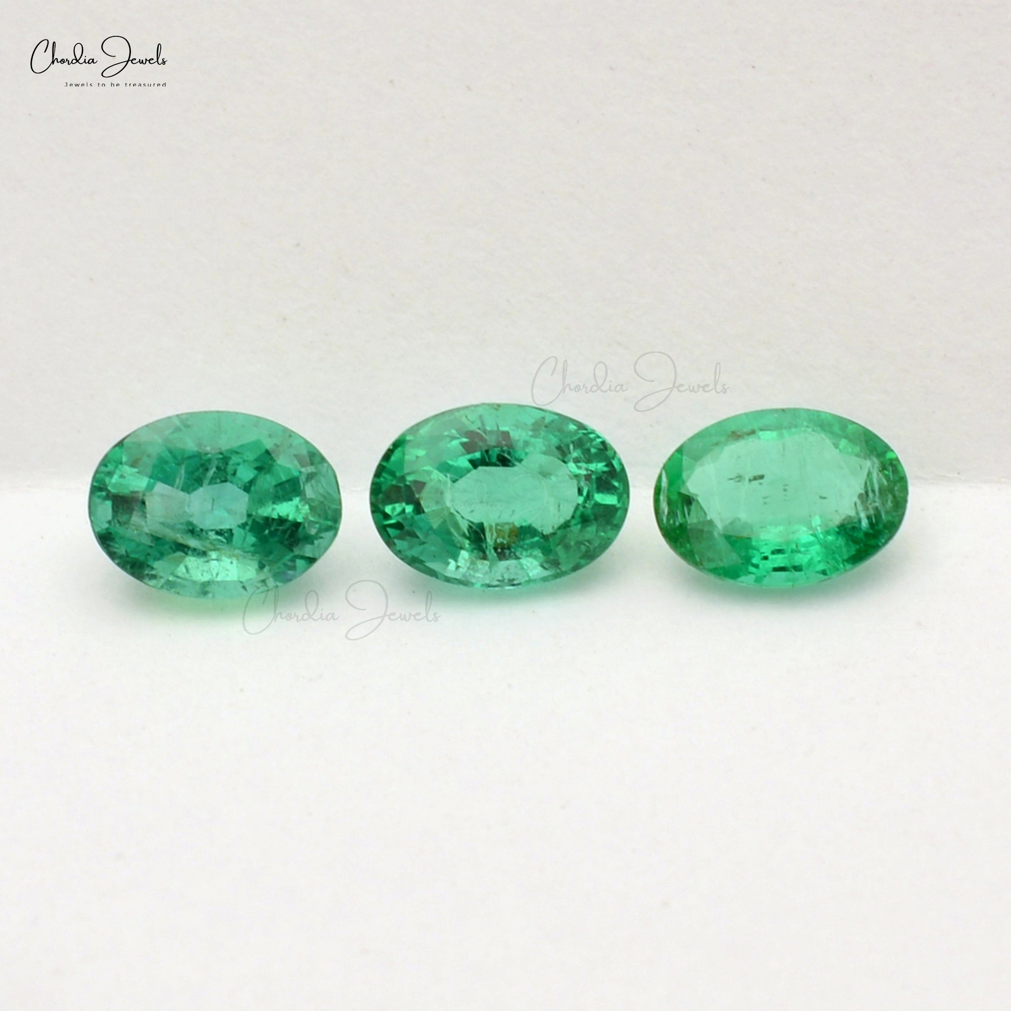 Zambian 7X5MM Emerald Oval Faceted Gemstone at Discount Price, 3 Piece