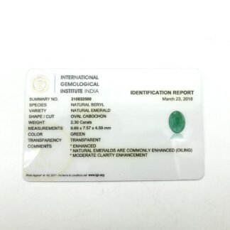 Oval Cabochon 9.69×7.57MM Zambian Emerald Gemstone for Making Jewelry, 1 Piece