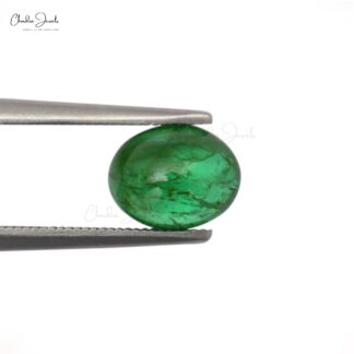 Oval Cabochon 9.69x7.57MM Zambian Emerald Gemstone for Making Jewelry, 1 Piece