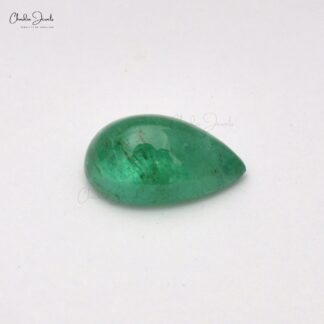 Emerald Pear Cabochon 4.65 Carat Precious Natural Loose Gemstone, 1 Piece