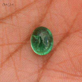 Natural Oval Cabochon 4.05 Carat Emerald Loose Precious Gemstone, 1 Piece