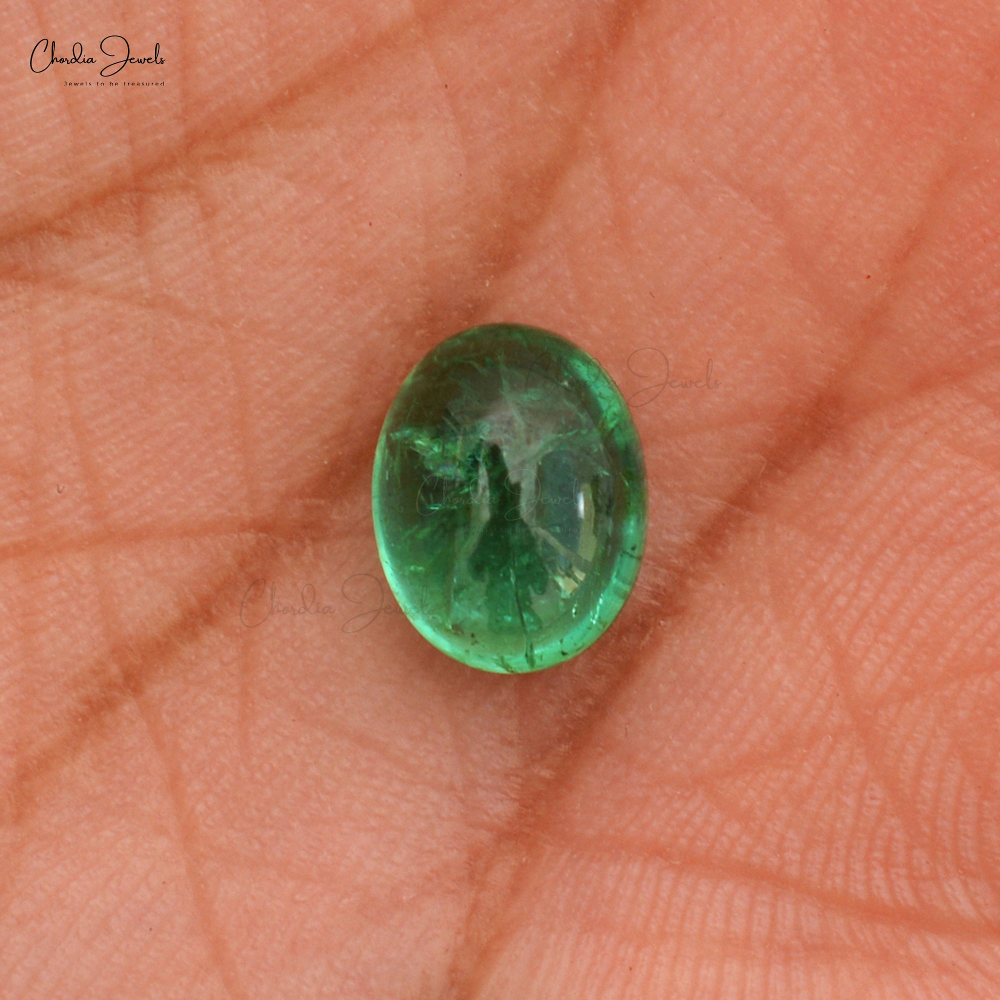 Natural Oval Cabochon 4.05 Carat Emerald Loose Precious Gemstone, 1 Piece