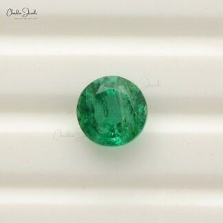 Natural Emerald 6X6MM Round Faceted Cut Gemstone for Making Bracelets, 1 Piece