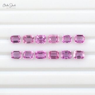 Top Quality Loose Pink Sapphire Emerald Cut 8x6mm, 1piece
