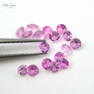3 mm / 3.50 mm Round Brilliant Cut Natural Pink Sapphire Precious Gemstone Jewelry, 1 Piece