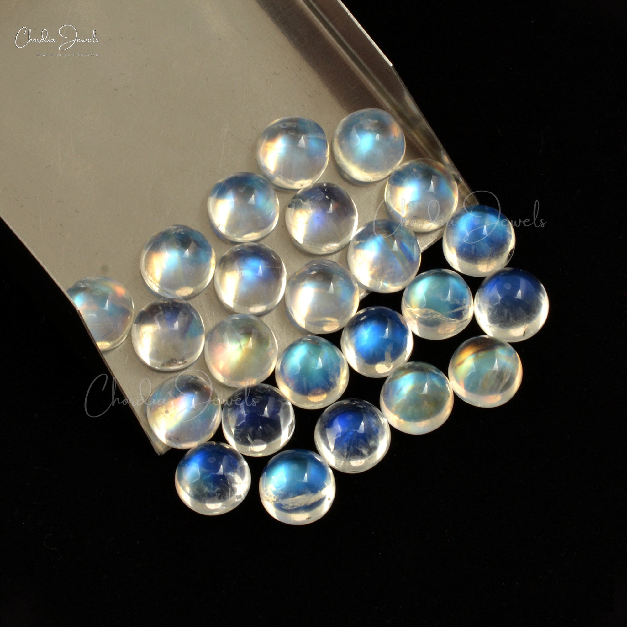 7X7mm Natural Rainbow Moonstone Round Cabochon Loose Gemstone At Discount Price