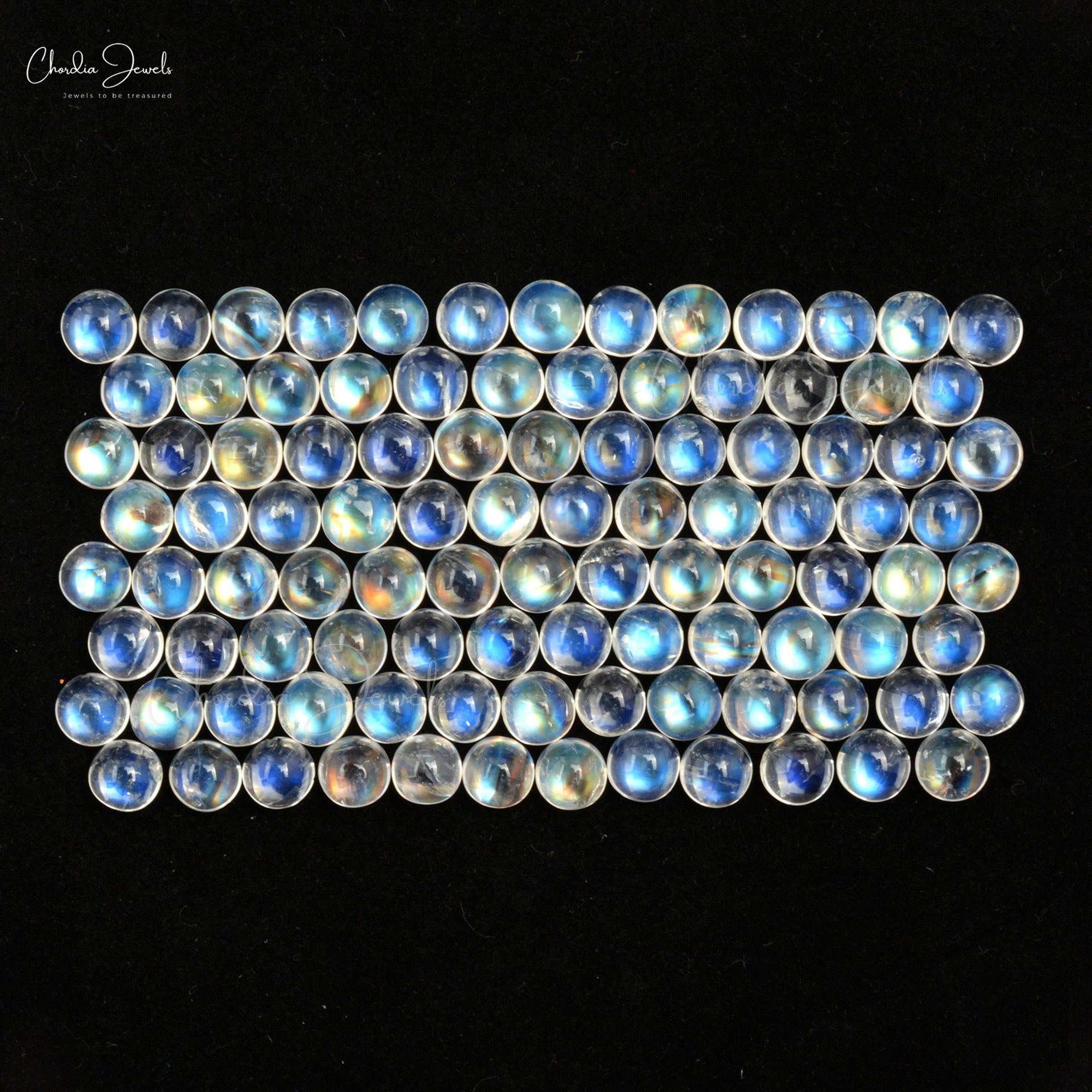 4mm Natural Rainbow Moonstone Super Fine Cabochon Round Semi Precious Gemstone, 1 Piece