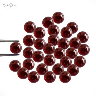 3 MM-3.50 MM Round Natural Red Garnet Cabochon Loose Semi Precious Gemstone for Sale, 1 Piece