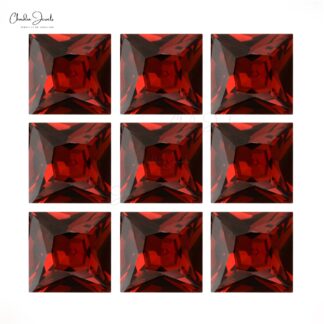 Authentic Garnet Faceted Square Cut Loose Gemstone at Wholesale from India, 1 Piece