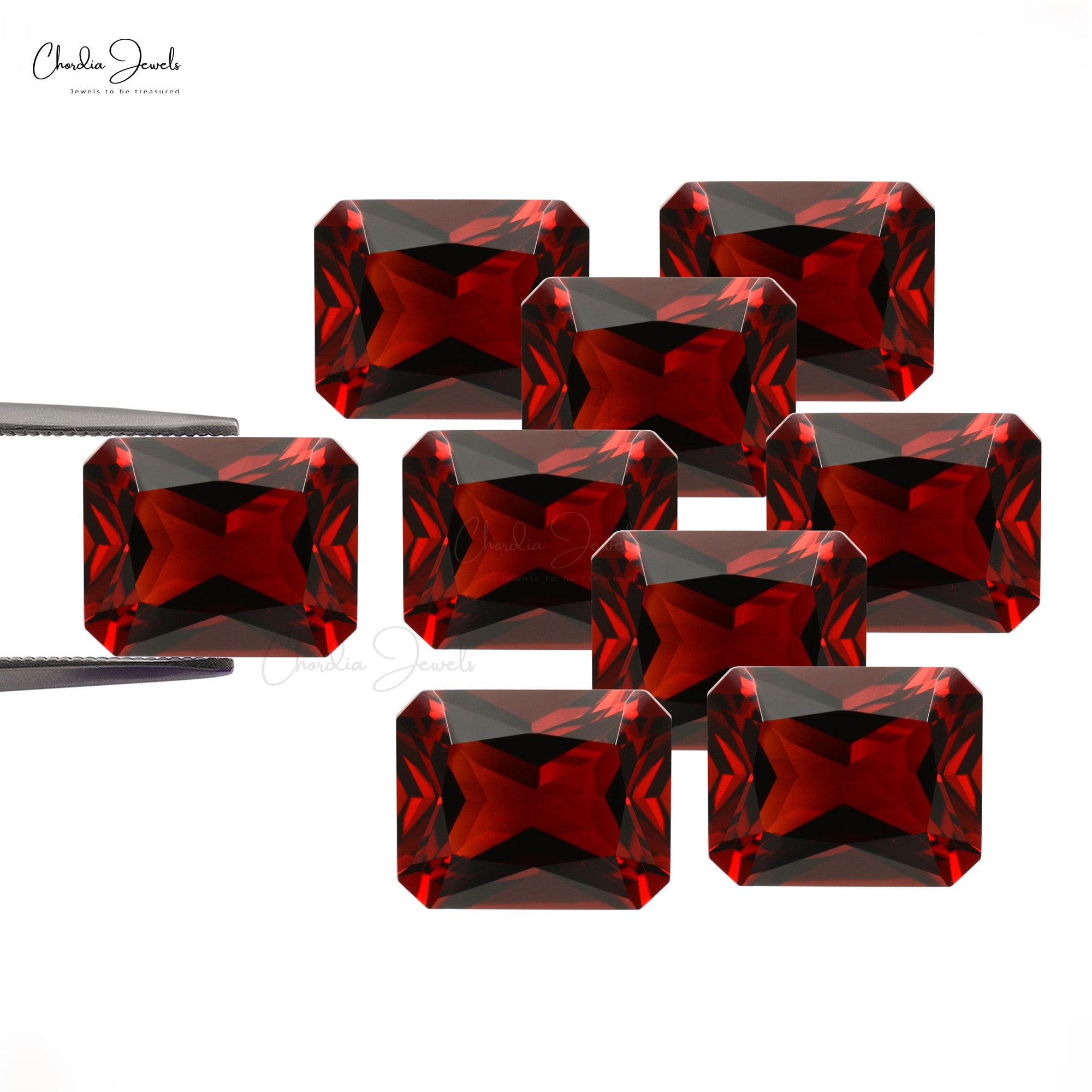 Genuine Garnet Emerald Cut 12X10MM Loose Gemstone for Making Pendants, 1 Piece