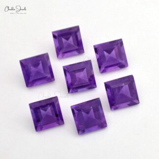 100% Natural AAA 5MM African Amethyst Square Cut Loose Gemstone, 1 Piece