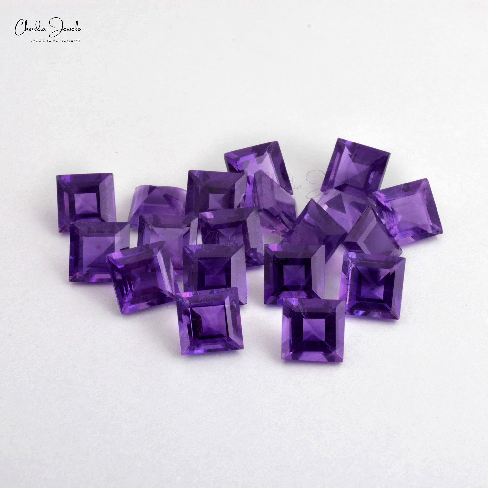 Genuine AAA African Amethyst Square Faceted 5.5MM Semi Precious Gemstone, 1 Piece
