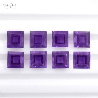 6MM Natural AAA Quality African Amethyst Square Cut Loose Gemstone for Ring, 1 Piece