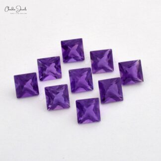 3.5MM Genuine African Amethyst Square Faceted Semi Precious Gemstone, 1 Piece