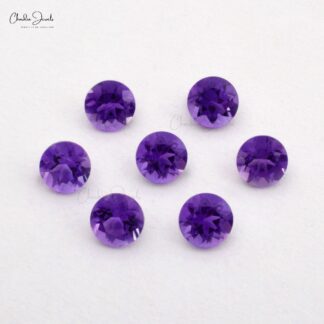 3.50 MM Genuine African Amethyst Round Faceted Semi Precious Gemstone, 5 Piece