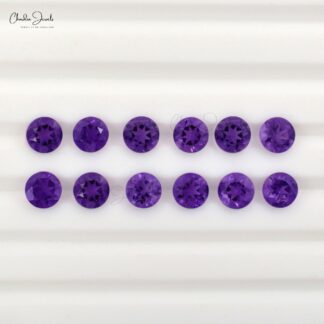 3.50 MM Genuine African Amethyst Round Faceted Semi Precious Gemstone, 5 Piece